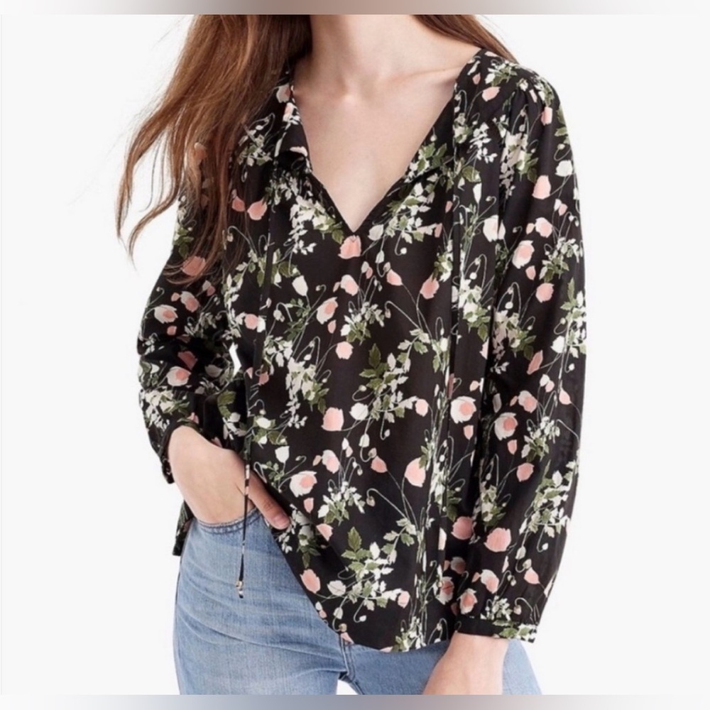 J.Crew Point Sur peasant top in Liberty poppy dream print size XS - Picture 1 of 10